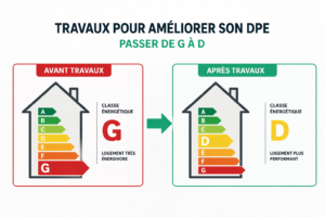 rénovation énergétique visant à faire passer un logement d’une classe DPE G à une classe D