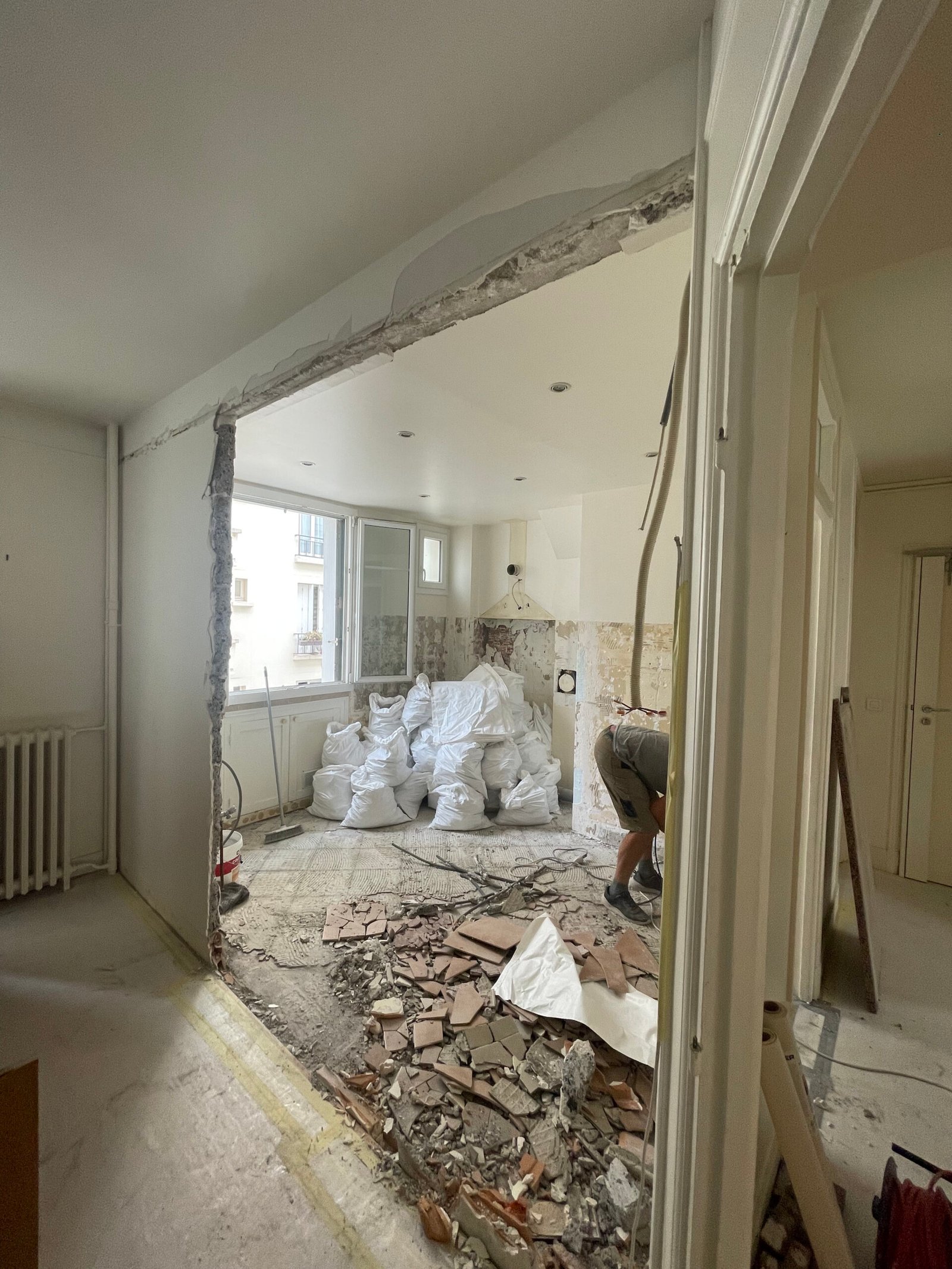 Ouverture créée entre cuisine et salon