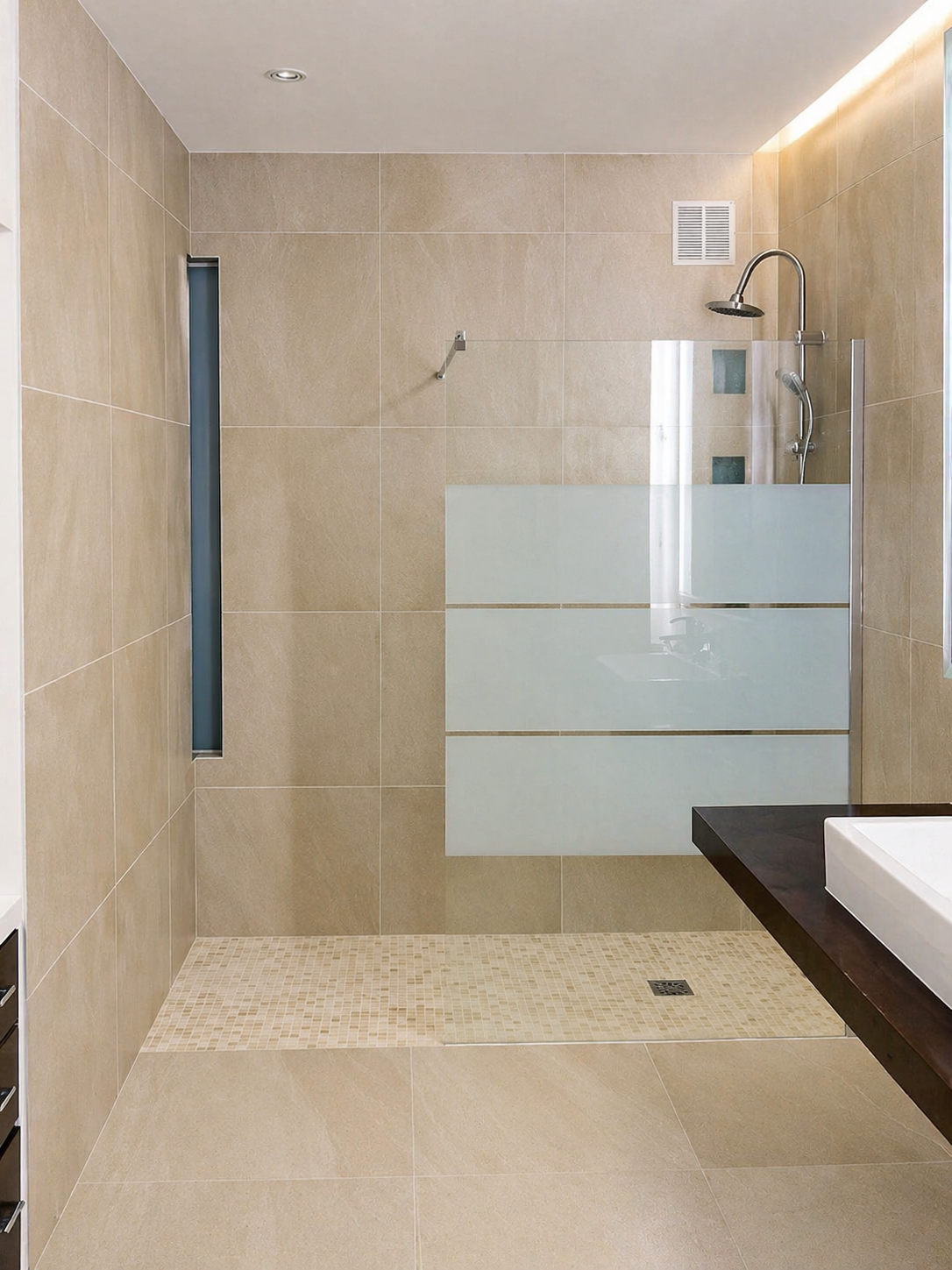 Douche avec receveur à carreler